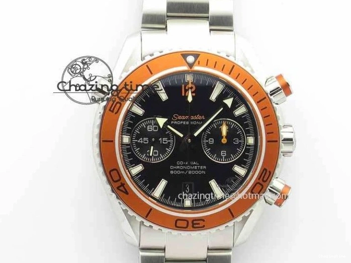 0517 Sophisticated Planet Ocean Master Chronometer Chrono SS OM 1:1 Best Edition Orange On SS Bracelet A 8156